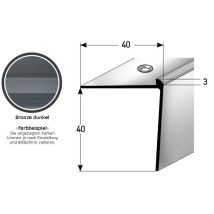 Auer - Treppenkante 'berrie' / Treppenkantenprofil / Winkelprofil, Konfigurierbar, Breite: 40 Mm, Höhe: 40 Mm, Einfasshöhe 3 - 5 Mm Aus Aluminium 