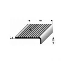 Auer - Treppenkante / Treppenkantenprofil / Winkelprofil (Größe 40 mm x 15 mm) aus Aluminium eloxiert, gebohrt, von Metall -aluminiumfarbend-1000