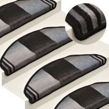 Treppenmatten Selbstklebend 15 Stk. Schwarz und Grau 65x21x4 cm CFW877995