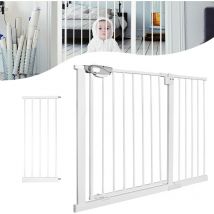 Treppenschutzgitter Türschutzgitter Kinder Ohne Bohren, Doppelschloss Schutzgitter Klemmgitter für Kinder und Haustiere, 90° Stop, Einhändiges