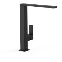 Tres - 00648501NM cuadro Grifo Monomando Caño Alto con Maneta Lateral para Lavabo Color Negro Mate - ref: 00648501NM