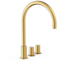TRES 06110501OM STUDY Grifo Bimando De Repisa para Lavabo Color Oro Mate 24K - ref: 06110501OM