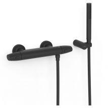 Tres 19016439KMB over-wall Grifo Termostático Mural Over-Wall Ducha Color Negro Bronce - ref: 19016439KMB