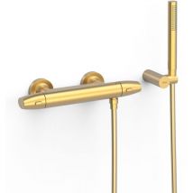 Tres 19016439OM over-wall Grifo Termostático Mural Over-Wall Ducha Color Oro Mate 24K - ref: 19016439OM