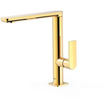 Tres - 20020502OR loft Grifo Monomando Caño Alto con Maneta Lateral para Lavabo Color Oro 24K - ref: 20020502OR