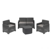 Progarden - tresillo como 4 piezas + 4 cojines antracita conjunto
