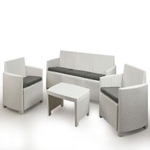 Tuttacasa - progarden tresillo stromboli 4 piezas 10 cojines blanco conjunto