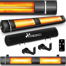 Tresko - Calefactor por Infrarrojos de Pared Negro 3000W + Control Remoto Estufa Radiante con 3 Temperaturas Radiador Eléctrico para Exterior e