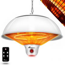 Chauffage Radiant Plafond Infrarouge Blanc 1500W + Télécommande + Affichage led Radiateur Rayonnant Électrique de Terrase 3 Niveaux de Chaleur