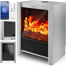 Tresko Elektrokamin Mit Heizung & Fernbedienung 2000w, Wifi App Kamin Elektrisch Led-flammeneffekt & Lcd-display Kaminfeuer Mit Thermostat, Timer 