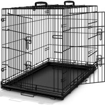 Gabbie Pieghevole 77 x 48 x 54 cm per Cani e Gatti Trasportino con 2 Porte in Metallo Box per Animali Cuccia Pieghevole con Vassoio Rimovibil - Tresko