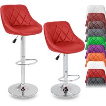 Tresko - Lot de 2 tabourets de bar rouge, hauteur réglable et rotation à 360° (60-80cm)
