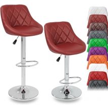 Tresko - Lot de 2 tabourets de bar bordeaux, hauteur réglable et rotation à 360° (60-80cm)