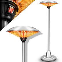 TRESKO Stufa a infrarossi 2500W Riscaldatore Fungo elettrico da patio con 2 livelli di calore interni ed esterni Riscaldatore da stand con display a