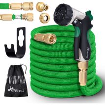 Tuyau d'arrosage Flexible et Extensible pour Jardin Extensible de 7,5m avec 3 Embouts en Latex Tuyau d'arrosage rétractable Vert - Tresko