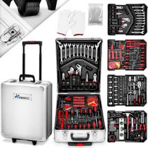 Tresko - Valise multi outils 949 pièces Argente Boite à Outils Coffre en Acier Chromé Vanadium et Trolley