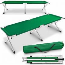 Xxl lit de camp pliable pour camping vert 190 x 64 x 44 cm tubes métalliques - charge maximal 150kg - Tresko