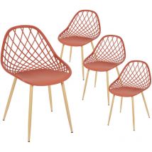 Altobuy - tressie - Lot de 4 Chaises Terracotta Coque Arrondie