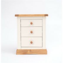 Trevi 3 Drawer Bedside Table Wood Knob - Off-White