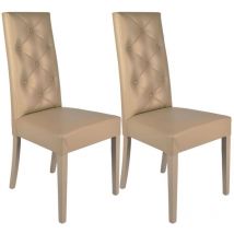 Altobuy - trevi - Lot de 2 Chaises Simili Taupe et Pieds Laqués