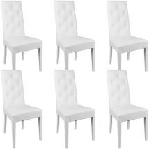 TREVI - Lot de 6 Chaises Simili Blanc et Pieds Laqués