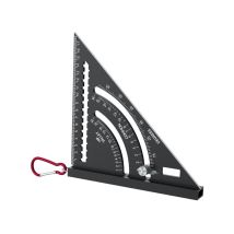 Linghhang - Triangle multifonctionnel pour le travail du bois en alliage d'aluminium, 180mm, rapporteur 0-90 °, avec crochet, fente pour crayon