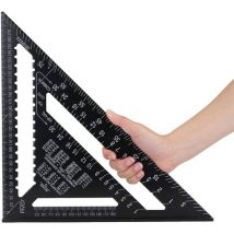 Aougo - Triangle Scale Ruler 12 Inch Aluminum Alloy Triangular Rule High Precision Square Protractor Carpenter Framing Layout Measuring Lever Tool