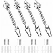 Triangular, Square and Rectangle Shade Sail Fixing Kit 304 Stainless Steel Shade Cloth Fixing Accessories Kit, Solar Shade Sail Mounting Kit (12pcs