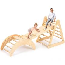 Neche - Triángulo de escalada 3 en 1 para niños con tobogán, rampa y escaleras, equipo de juego Montessori para interior y exterior, parque infantil