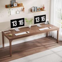 Tribesigns - 2-Person Home Office Desk, 78.7' Extra Long Computer Desk, Double Workstation for Home Office, Work Desk for Two People (Brown)