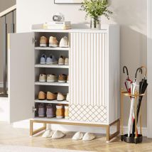 Tribesigns - Armoire à chaussures blanche, 25 paires de placards à chaussures avec portes, armoire de rangement moderne à 5 niveaux, armoire de