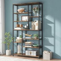 Bibliothèque de 200,7 cm de haut, 8 niveaux, moderne et autonome, large étagère en bois pour le salon - Tribesigns