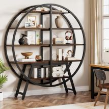 Tribesigns - Bibliothèque industrielle Etagere - 170,6 cm - 5 niveaux - Pour salon, affichage géométrique - Étagère ouverte en bois et métal robuste