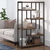 Tribesigns - Bookcase Bookshelf Industrial, 5 Tier Free Standing Shelving Display Storage Unit for Living Room, Home Office (Brown) - Rustic Brown
