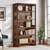 Tribesigns - Bücherregal, 180cm hohes Vintage- Standregal, 6-stöckiges Bücherregal Holz,mit offenen Ausstellungsböden, für Wohnzimmer, Heimbüro,