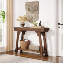 Tribesigns - Console Table 105cm with Storage, 2-Tier Wood Entryway Table with Shelf, Farmhouse Narrow Sofa Table Behind Couch for Foyer, Hallway,