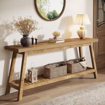Tribesigns Console Table Slim, 2 Tier Long Hallway table with Storage for Living Room, Hallway, Bedroom, Sturdy, Light Brown