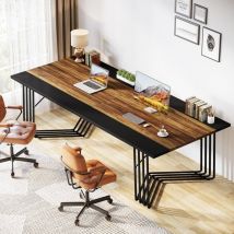 Tribesigns - Escritorio de 200 cm, mesa de conferencias, mesa para 2 personas, mesa para ordenador en casa con estructura metálica geométrica
