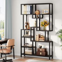 Tribesigns - Industrie 7-stufiges Bücherregal, 180cm hohes Etagere-Bücherregale, Holz-Bücherregal, offenes Ausstellungsregal mit Metallrahmen für