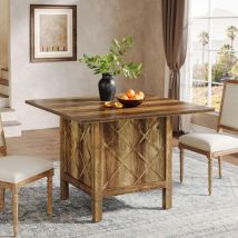 Tribesigns Mesa de comedor de madera para 4 personas, mesa cuadrada de granja con marco sólido y mesa gruesa para sala de estar, cocina y comedor
