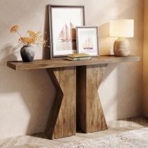 Tribesigns Mesa de entrada de granja, mesa consola de 140 cm detrás del sofá, mesa de sofá de madera, mesa de pasillo estrecha, mesa de entrada de