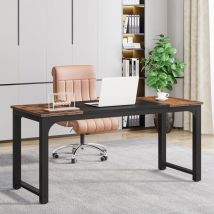 Tribesigns - Modern Computer Desk, 160 cm Large Office Desk Computer Table Study Writing Desk Workstation for Home Office, Rustic/Black