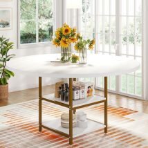 Tribesigns - Ronde Table de Salle à Manger, Table de Salle à Manger pour 4 Personnes, 120 x 75 cm (diamètre x H),Style Industriel, Table de Cuisine