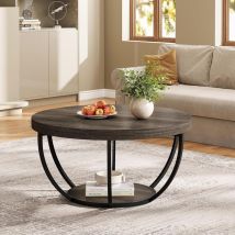 Runde Couchtisch, Industrial 2-tier-kreis Couchtisch Mit Lagerung Regale, Moderne Hölzerne Akzent Mitte Tisch Sofa Beistelltisch Für Wohnzimmer, Home 
