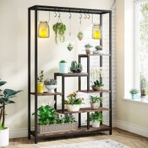 Tribesigns - Support pour plantes d'intérieur à 5 niveaux, grande étagère en métal de 70,9 pouces avec 10 crochets de suspension en s, présentoir de
