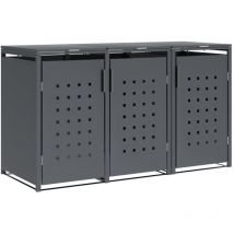 Trier: Mülltonnenbox 200x80x116cm, Für 3x Tonnen 120 Und 240 Liter, Stahl Anthrazit. Tür Und Deckel Klappbar
