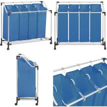 Vidaxl - Trieuse à linge avec 4 sacs Bleu Acier - trieuse de linge - trieuses de linge - Home & Living - Bleu