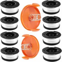 Trimmerfadenspule Für Black & Decker Trimmer, 8 Trimmerfadenspulen Mit 2 Spulenkappen Und 2 Federn, Spulen A6481 A6485, Kompatibel Mit Black & Decker 
