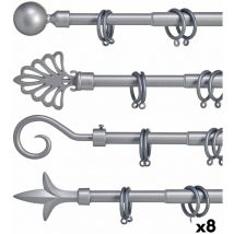 Giftdecor - Tringle à rideaux extensible en fer argenté 5 x 178 x 5 cm (8 unités)