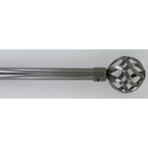 Tringle à Rideaux, Kit Complet métal, Diamètre 28 mm, Couleur et Longueur réglable et au Choix - 210x380cm - Florence Graphite.
